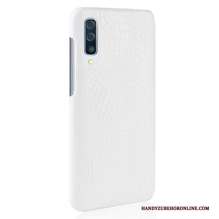 Hülle Samsung Galaxy A50 Leder Krokodilmuster Handyhüllen, Case Samsung Galaxy A50 Taschen Schwer Blau