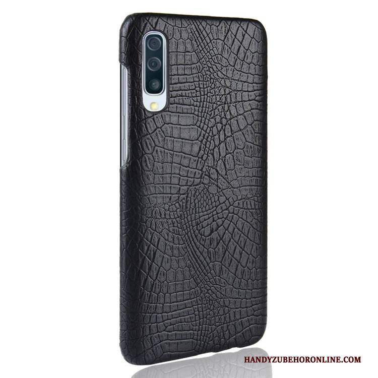 Hülle Samsung Galaxy A50 Leder Krokodilmuster Handyhüllen, Case Samsung Galaxy A50 Taschen Schwer Blau