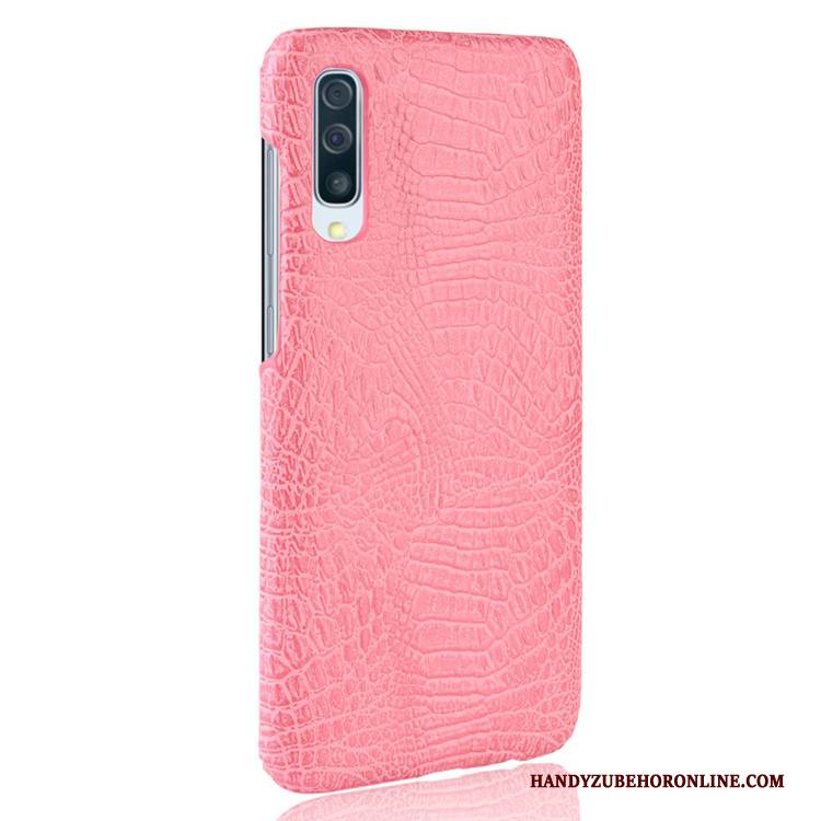 Hülle Samsung Galaxy A50 Leder Krokodilmuster Handyhüllen, Case Samsung Galaxy A50 Taschen Schwer Blau