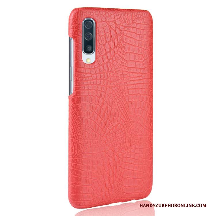 Hülle Samsung Galaxy A50 Leder Krokodilmuster Handyhüllen, Case Samsung Galaxy A50 Taschen Schwer Blau