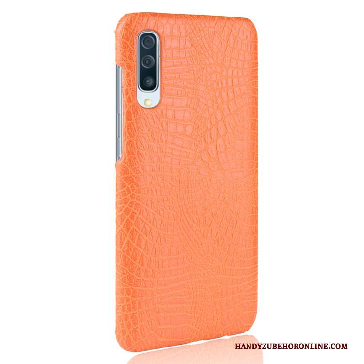 Hülle Samsung Galaxy A50 Leder Krokodilmuster Handyhüllen, Case Samsung Galaxy A50 Taschen Schwer Blau