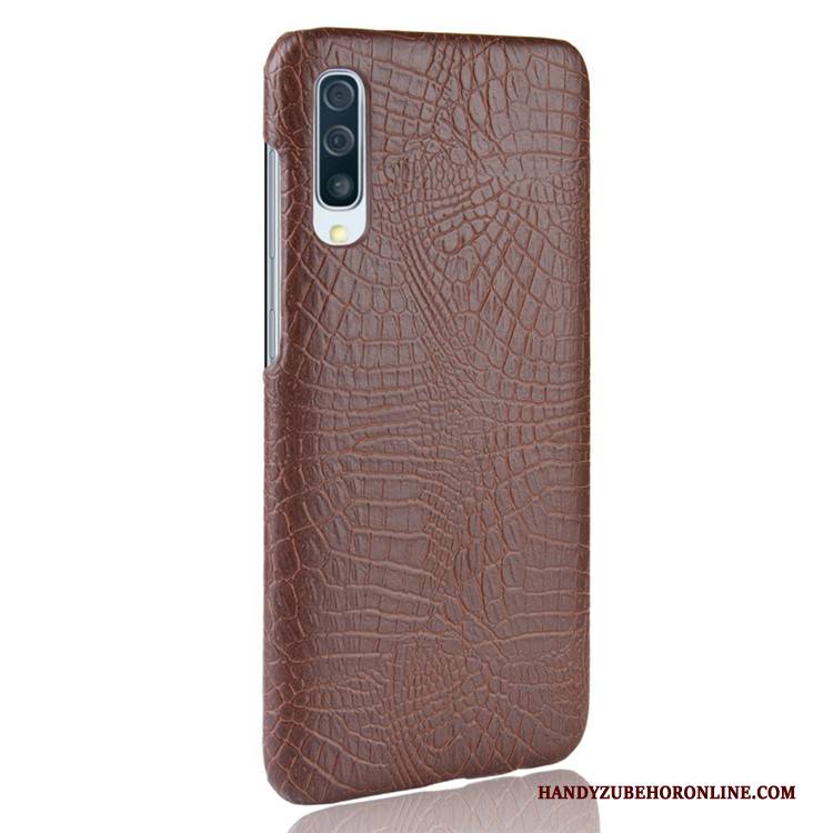 Hülle Samsung Galaxy A50 Leder Krokodilmuster Handyhüllen, Case Samsung Galaxy A50 Taschen Schwer Blau