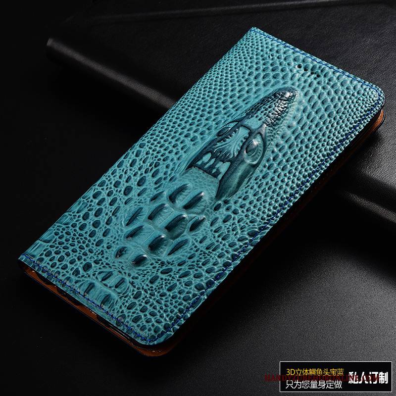 Hülle Samsung Galaxy A50 Lederhülle Handyhüllen Krokodilmuster, Case Samsung Galaxy A50 Leder Blau Anti-sturz