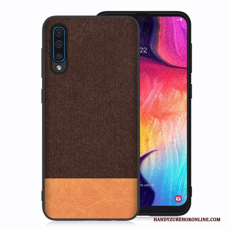 Hülle Samsung Galaxy A50 Rot Stoff, Case Samsung Galaxy A50 Handyhüllen