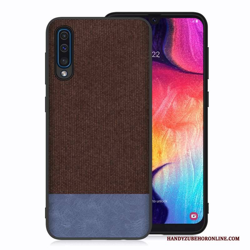 Hülle Samsung Galaxy A50 Rot Stoff, Case Samsung Galaxy A50 Handyhüllen