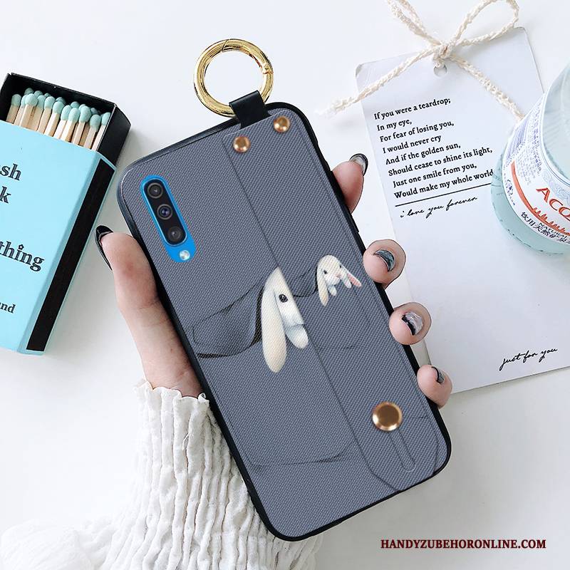 Hülle Samsung Galaxy A50 Schutz Kaninchen Anti-sturz, Case Samsung Galaxy A50 Karikatur Handyhüllen Grau