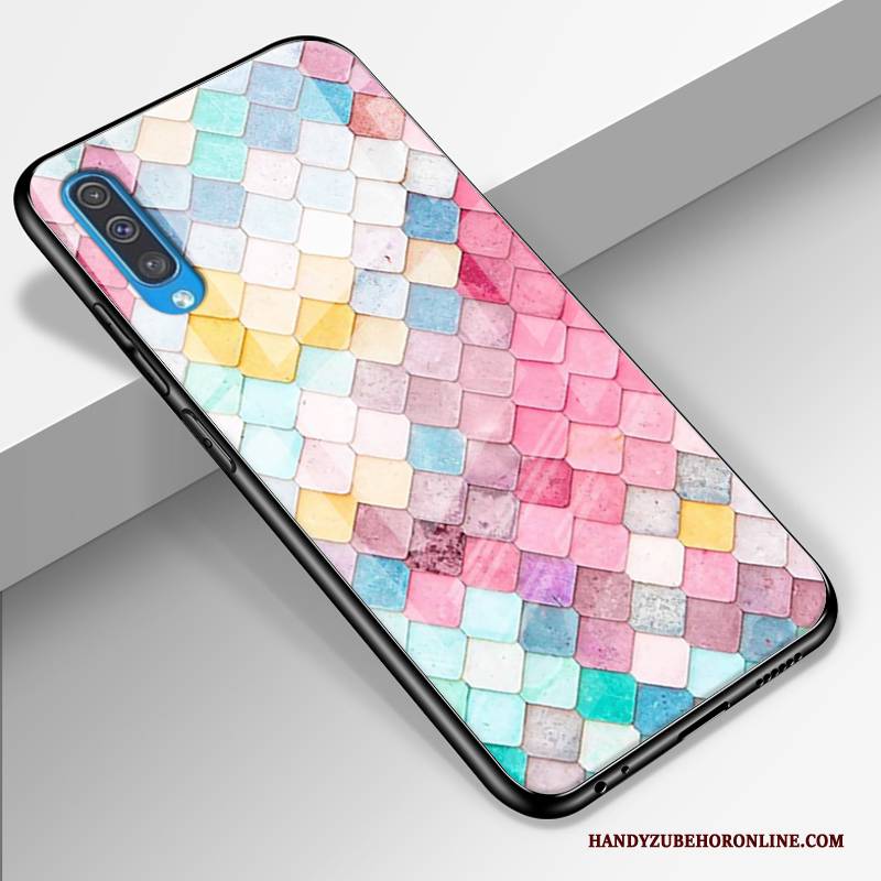 Hülle Samsung Galaxy A50 Silikon Glas Liebhaber, Case Samsung Galaxy A50 Schutz Rosa Handyhüllen