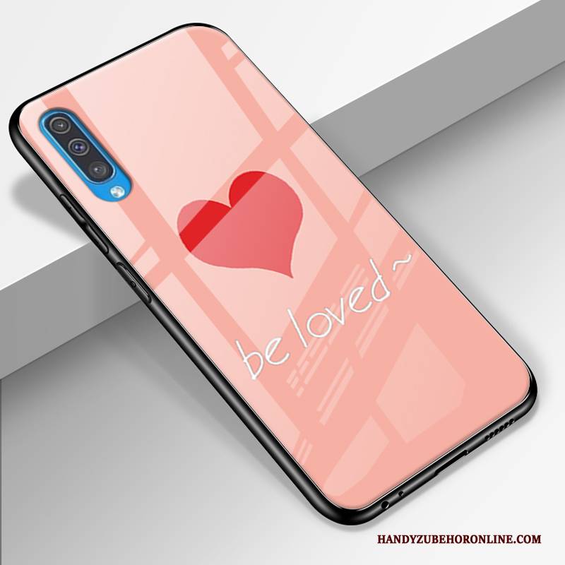 Hülle Samsung Galaxy A50 Silikon Glas Liebhaber, Case Samsung Galaxy A50 Schutz Rosa Handyhüllen