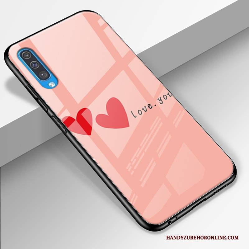 Hülle Samsung Galaxy A50 Silikon Glas Liebhaber, Case Samsung Galaxy A50 Schutz Rosa Handyhüllen