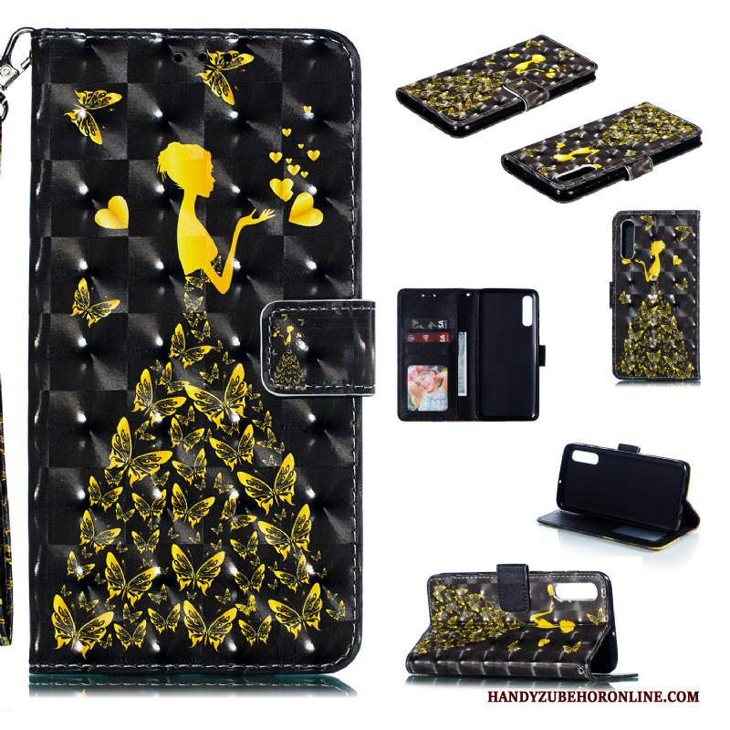 Hülle Samsung Galaxy A50 Silikon Schwarz Handyhüllen, Case Samsung Galaxy A50 Geldbörse