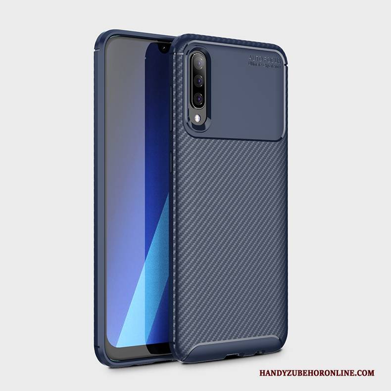 Hülle Samsung Galaxy A50 Weiche Anti-sturz Blau, Case Samsung Galaxy A50 Silikon Handyhüllen Faser