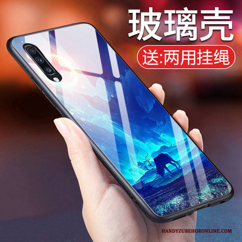 Hülle Samsung Galaxy A50 Weiche Anti-sturz Persönlichkeit, Case Samsung Galaxy A50 Silikon Trendmarke Blau