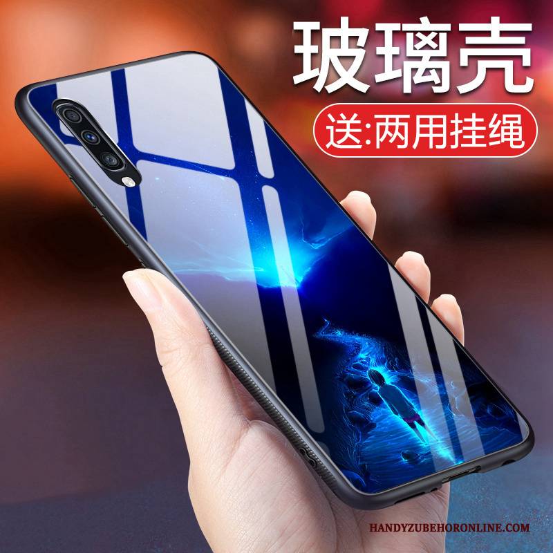 Hülle Samsung Galaxy A50 Weiche Anti-sturz Persönlichkeit, Case Samsung Galaxy A50 Silikon Trendmarke Blau