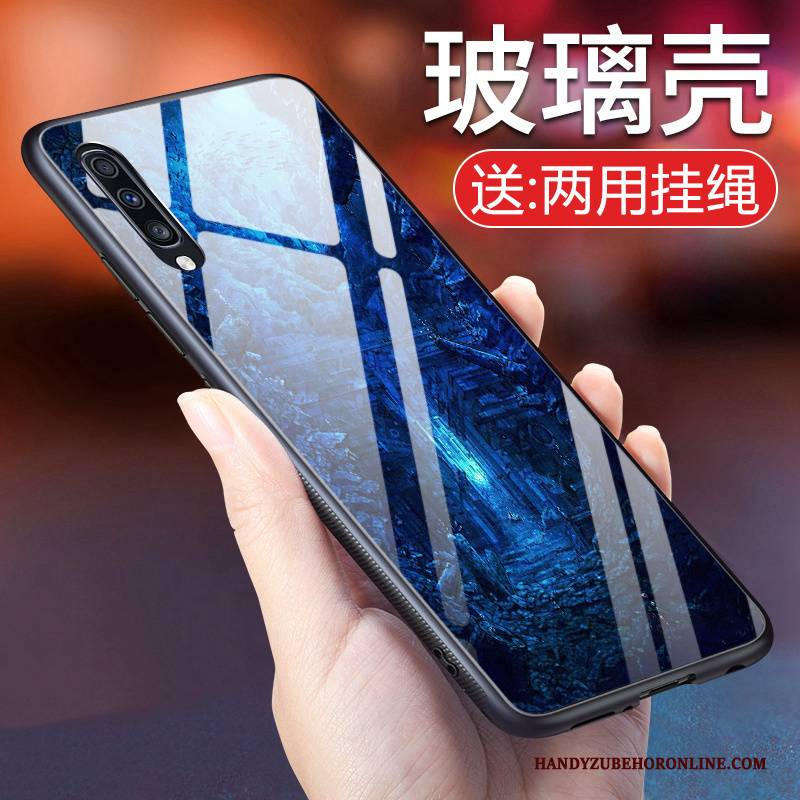 Hülle Samsung Galaxy A50 Weiche Anti-sturz Persönlichkeit, Case Samsung Galaxy A50 Silikon Trendmarke Blau