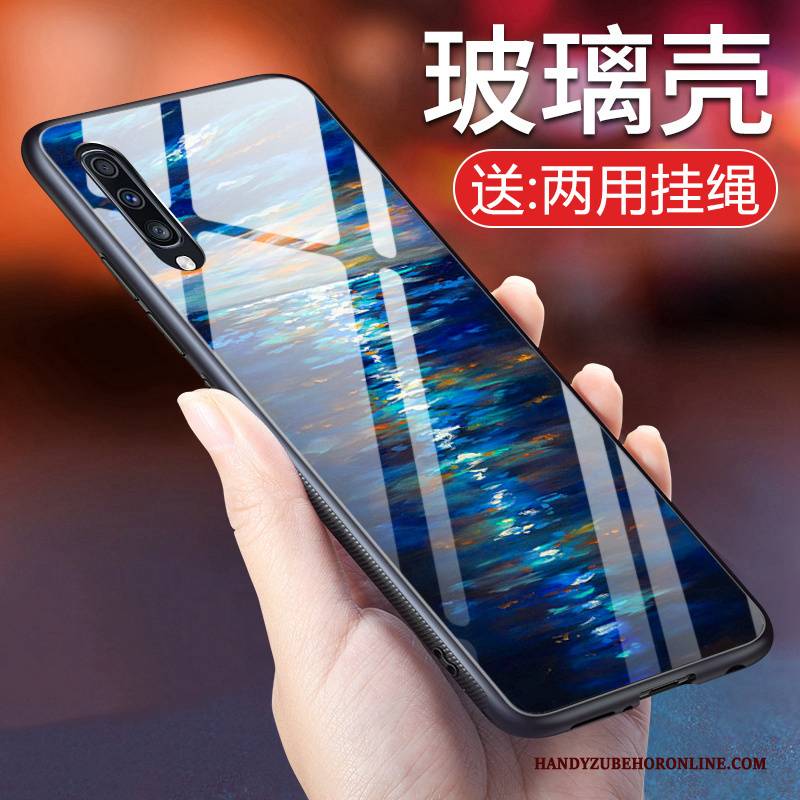 Hülle Samsung Galaxy A50 Weiche Anti-sturz Persönlichkeit, Case Samsung Galaxy A50 Silikon Trendmarke Blau