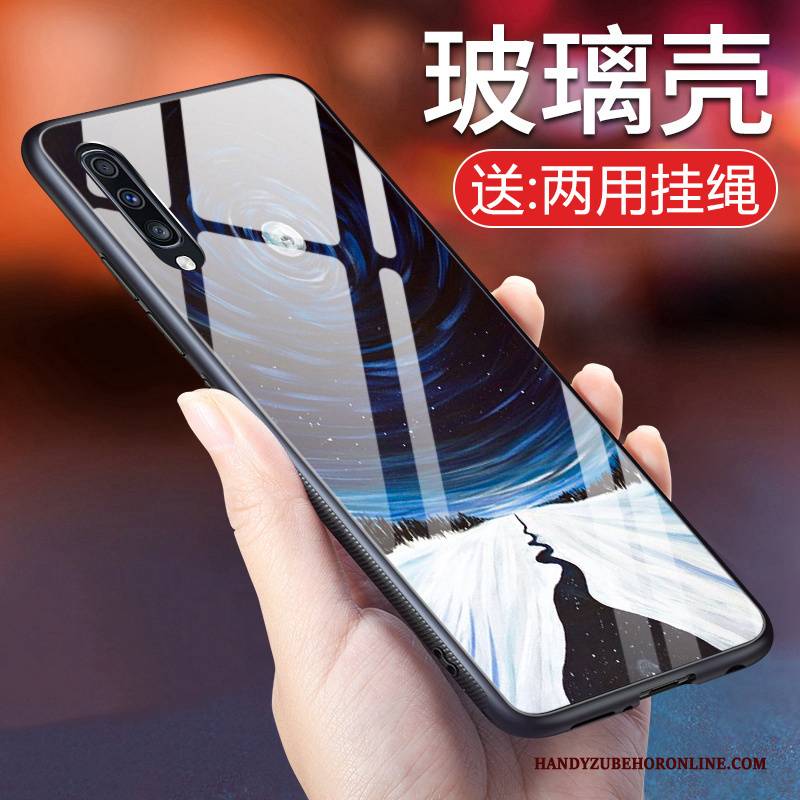 Hülle Samsung Galaxy A50 Weiche Anti-sturz Persönlichkeit, Case Samsung Galaxy A50 Silikon Trendmarke Blau