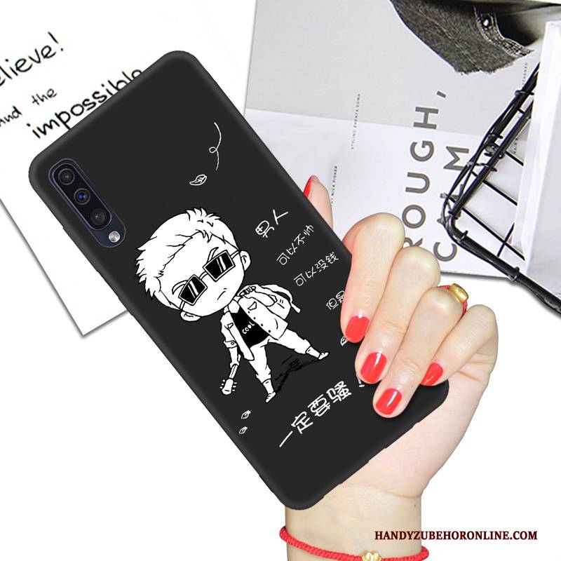 Hülle Samsung Galaxy A50 Weiche Handyhüllen Liebhaber, Case Samsung Galaxy A50 Karikatur Schwarz