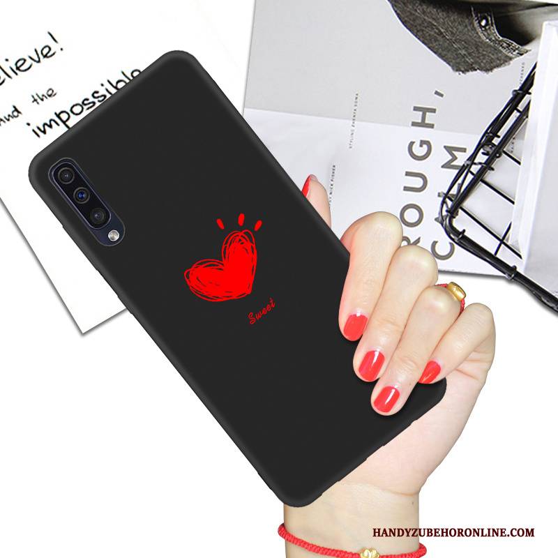 Hülle Samsung Galaxy A50 Weiche Handyhüllen Liebhaber, Case Samsung Galaxy A50 Karikatur Schwarz