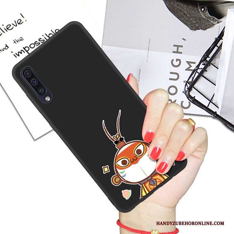 Hülle Samsung Galaxy A50 Weiche Handyhüllen Liebhaber, Case Samsung Galaxy A50 Karikatur Schwarz