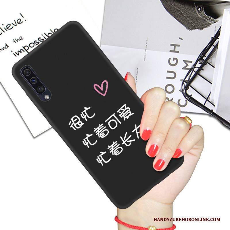 Hülle Samsung Galaxy A50 Weiche Handyhüllen Liebhaber, Case Samsung Galaxy A50 Karikatur Schwarz