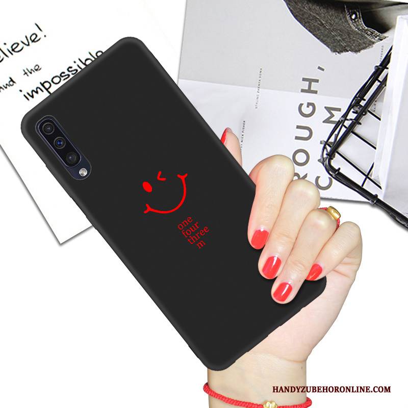 Hülle Samsung Galaxy A50 Weiche Handyhüllen Liebhaber, Case Samsung Galaxy A50 Karikatur Schwarz