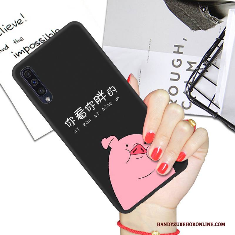 Hülle Samsung Galaxy A50 Weiche Handyhüllen Liebhaber, Case Samsung Galaxy A50 Karikatur Schwarz