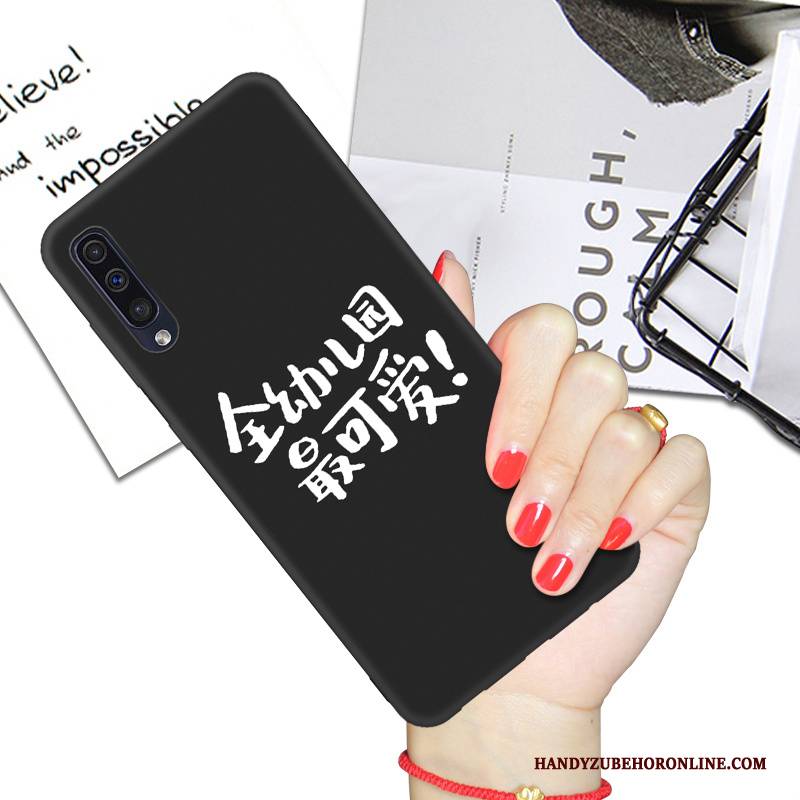 Hülle Samsung Galaxy A50 Weiche Handyhüllen Liebhaber, Case Samsung Galaxy A50 Karikatur Schwarz