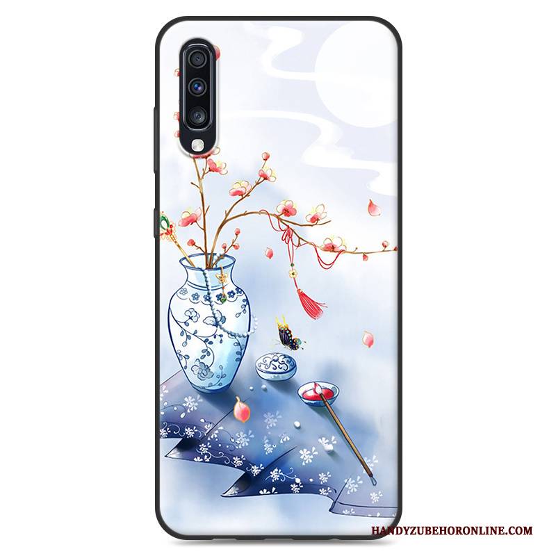 Hülle Samsung Galaxy A50 Weiche Mini Blau, Case Samsung Galaxy A50 Retro Handyhüllen Persönlichkeit