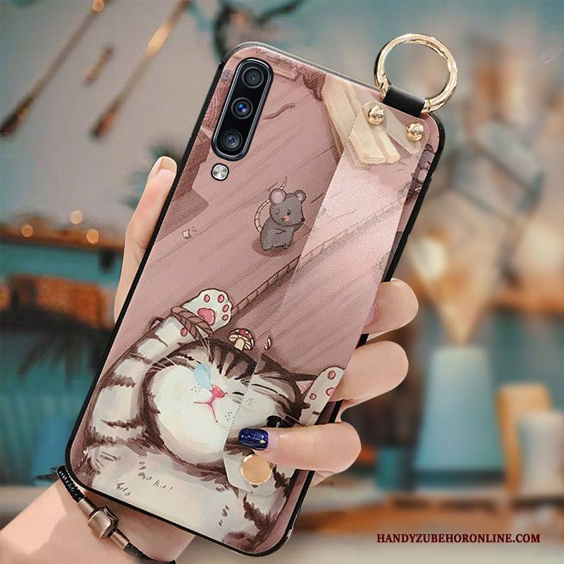 Hülle Samsung Galaxy A50s Karikatur Netto Rot Lila, Case Samsung Galaxy A50s Weiche Liebhaber Mini