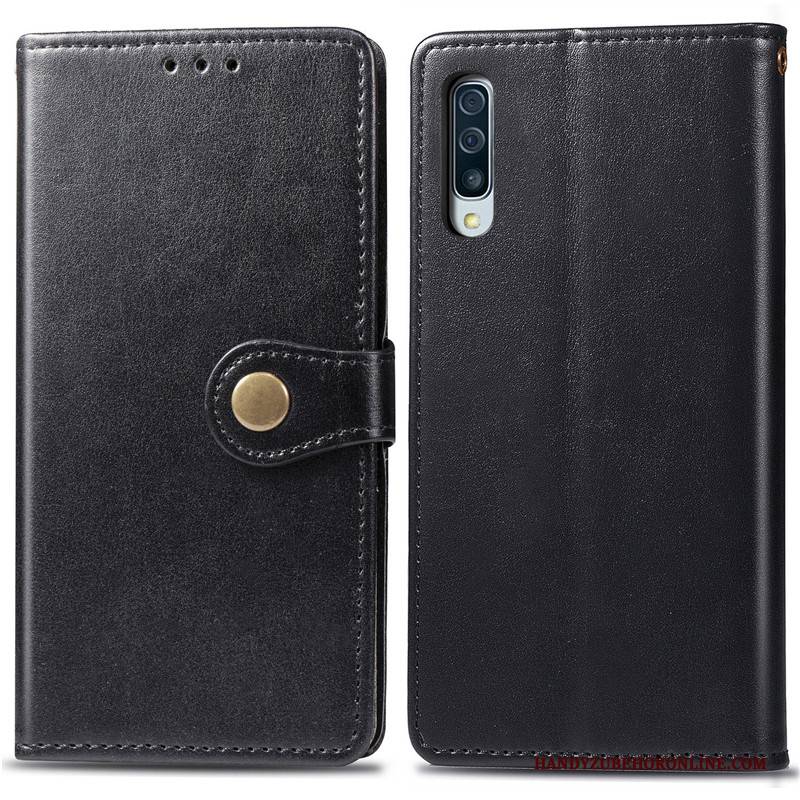 Hülle Samsung Galaxy A50s Leder Einfach Einfarbig, Case Samsung Galaxy A50s Folio Business Grün