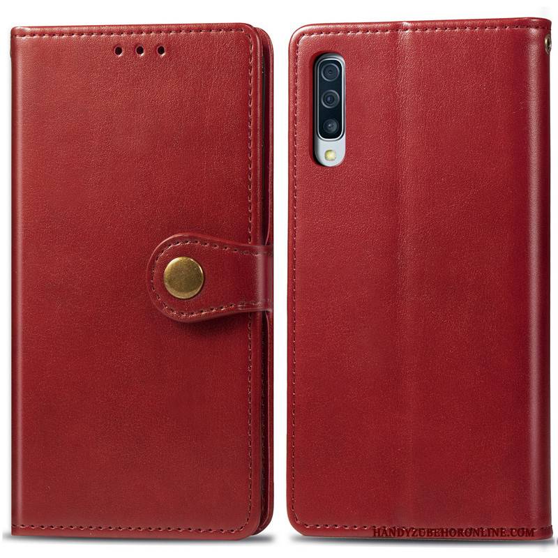 Hülle Samsung Galaxy A50s Leder Einfach Einfarbig, Case Samsung Galaxy A50s Folio Business Grün