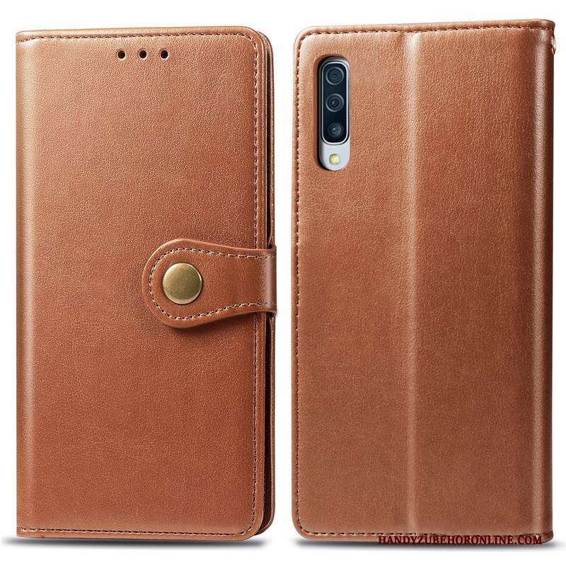 Hülle Samsung Galaxy A50s Leder Einfach Einfarbig, Case Samsung Galaxy A50s Folio Business Grün