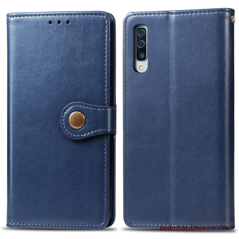 Hülle Samsung Galaxy A50s Leder Einfach Einfarbig, Case Samsung Galaxy A50s Folio Business Grün