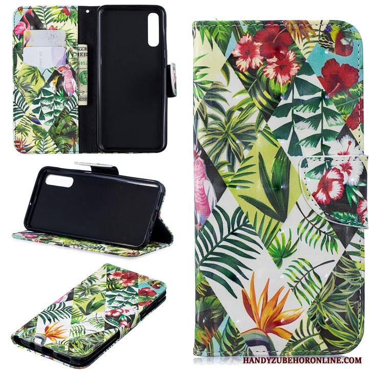 Hülle Samsung Galaxy A50s Lederhülle Handyhüllen Nette, Case Samsung Galaxy A50s Taschen Katzen Lila