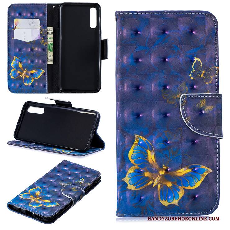 Hülle Samsung Galaxy A50s Lederhülle Handyhüllen Nette, Case Samsung Galaxy A50s Taschen Katzen Lila