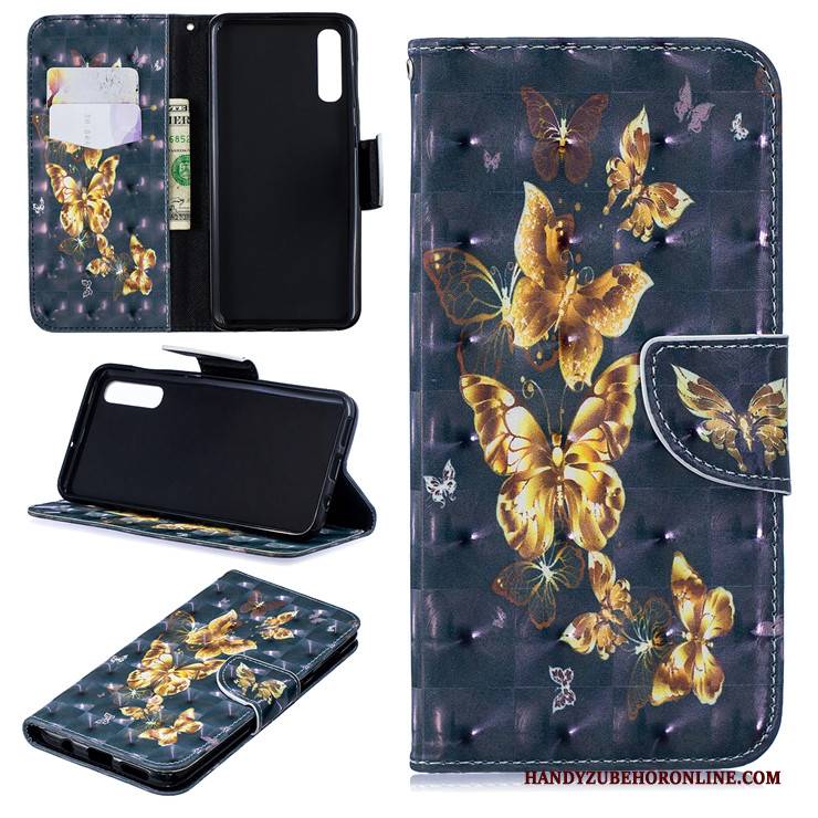 Hülle Samsung Galaxy A50s Lederhülle Handyhüllen Nette, Case Samsung Galaxy A50s Taschen Katzen Lila