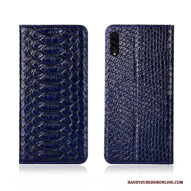 Hülle Samsung Galaxy A50s Schutz Neu Nubuck, Case Samsung Galaxy A50s Folio Blau Trendmarke