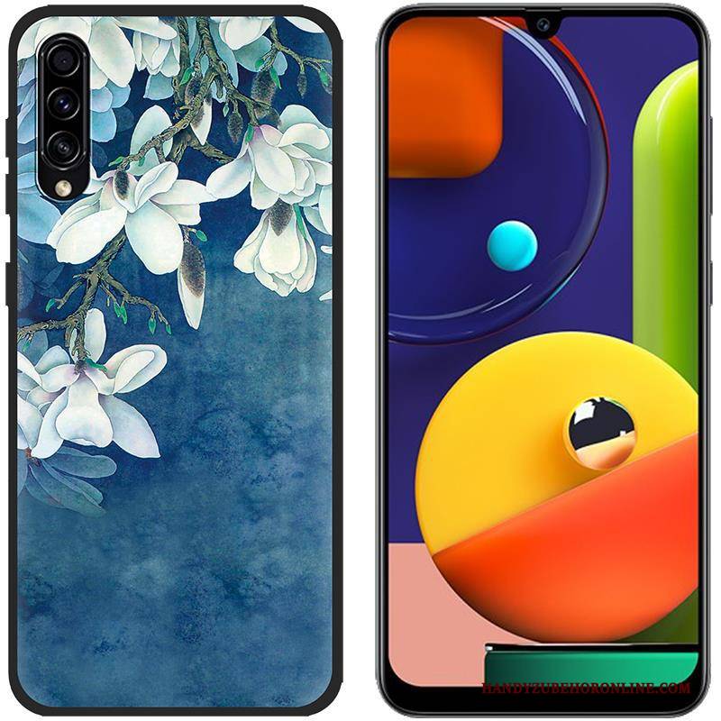 Hülle Samsung Galaxy A50s Silikon Blau Stoff, Case Samsung Galaxy A50s Karikatur Handyhüllen Anti-sturz