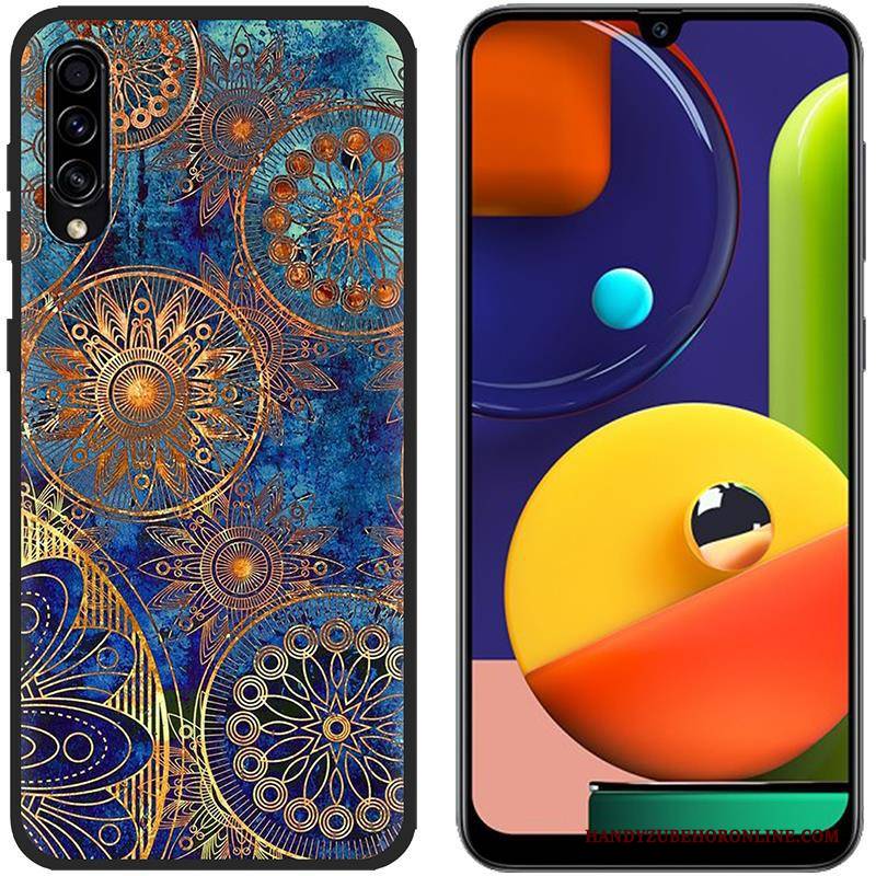 Hülle Samsung Galaxy A50s Silikon Blau Stoff, Case Samsung Galaxy A50s Karikatur Handyhüllen Anti-sturz