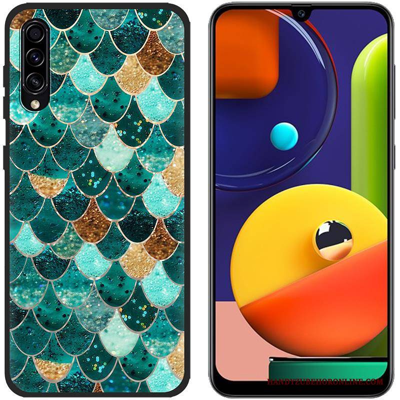 Hülle Samsung Galaxy A50s Silikon Blau Stoff, Case Samsung Galaxy A50s Karikatur Handyhüllen Anti-sturz