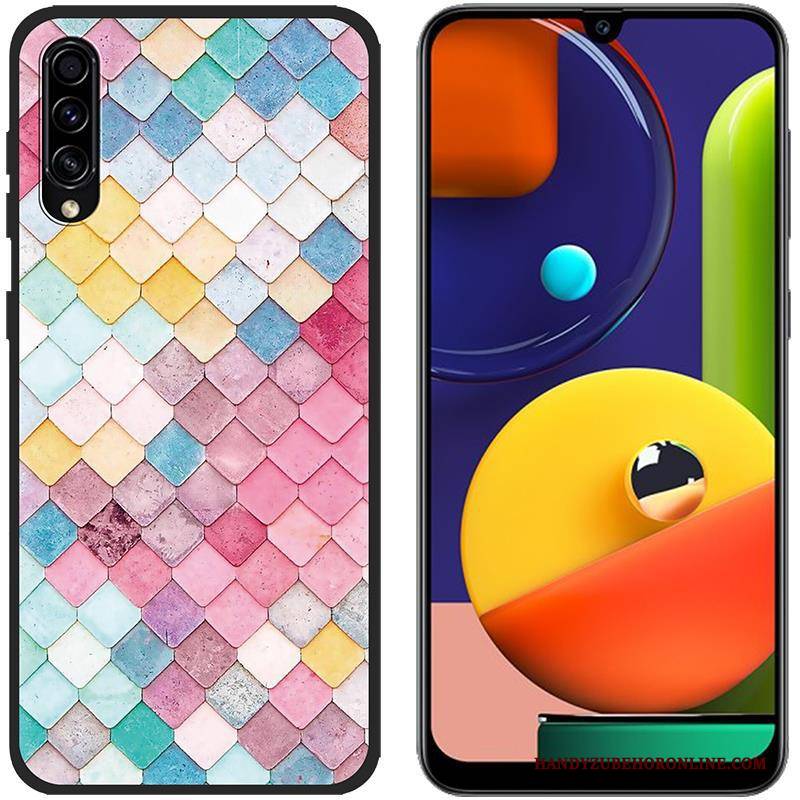 Hülle Samsung Galaxy A50s Silikon Blau Stoff, Case Samsung Galaxy A50s Karikatur Handyhüllen Anti-sturz