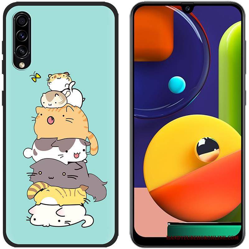 Hülle Samsung Galaxy A50s Silikon Blau Stoff, Case Samsung Galaxy A50s Karikatur Handyhüllen Anti-sturz