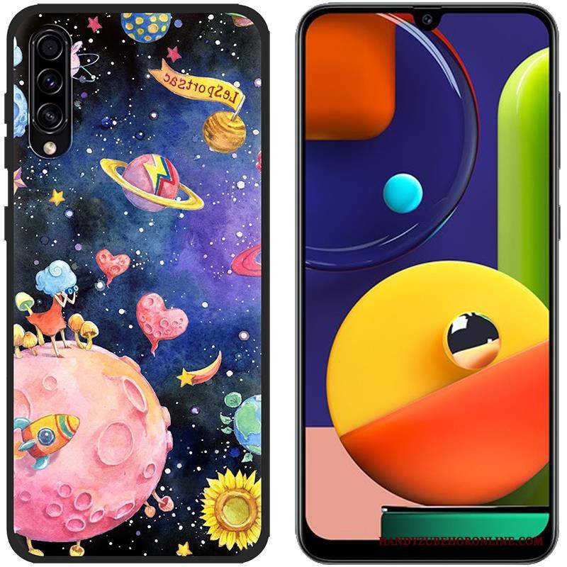 Hülle Samsung Galaxy A50s Silikon Blau Stoff, Case Samsung Galaxy A50s Karikatur Handyhüllen Anti-sturz