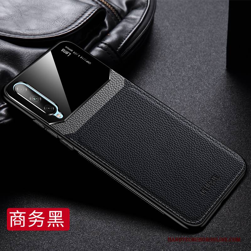 Hülle Samsung Galaxy A50s Silikon Muster Schwarz, Case Samsung Galaxy A50s Leder Spiegel Anti-sturz