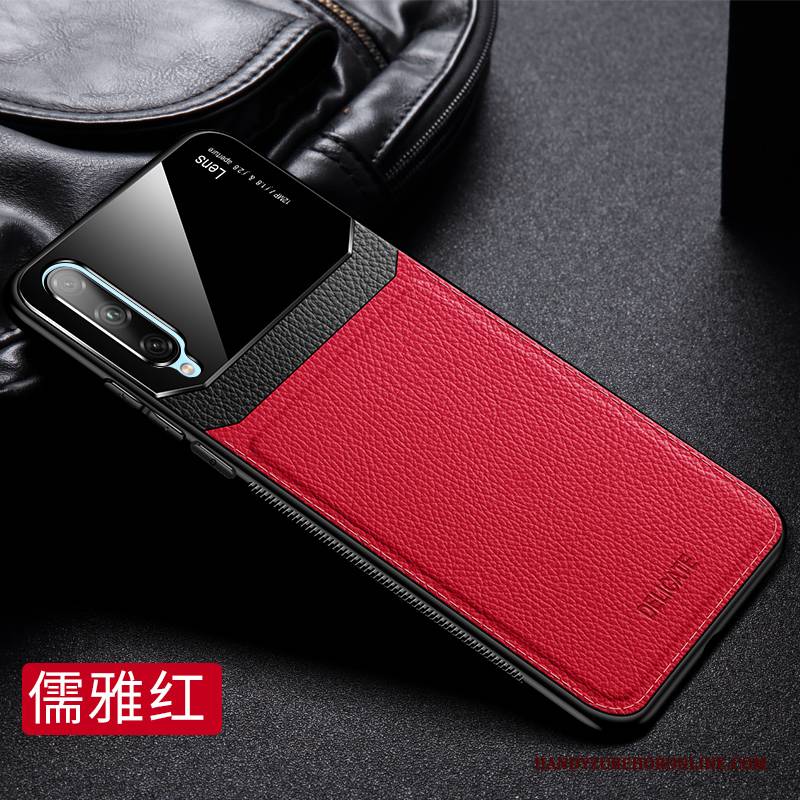 Hülle Samsung Galaxy A50s Silikon Muster Schwarz, Case Samsung Galaxy A50s Leder Spiegel Anti-sturz