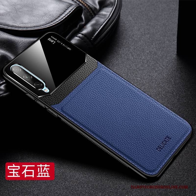 Hülle Samsung Galaxy A50s Silikon Muster Schwarz, Case Samsung Galaxy A50s Leder Spiegel Anti-sturz