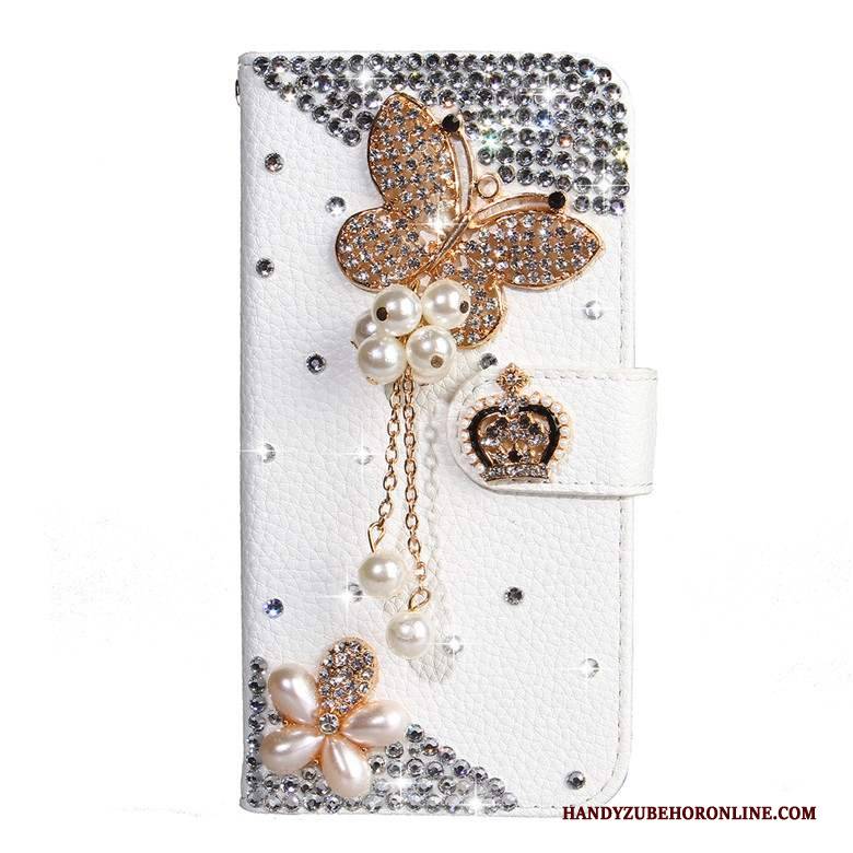 Hülle Samsung Galaxy A50s Strass Handyhüllen Weiß, Case Samsung Galaxy A50s Schutz Schmetterlingsblumen