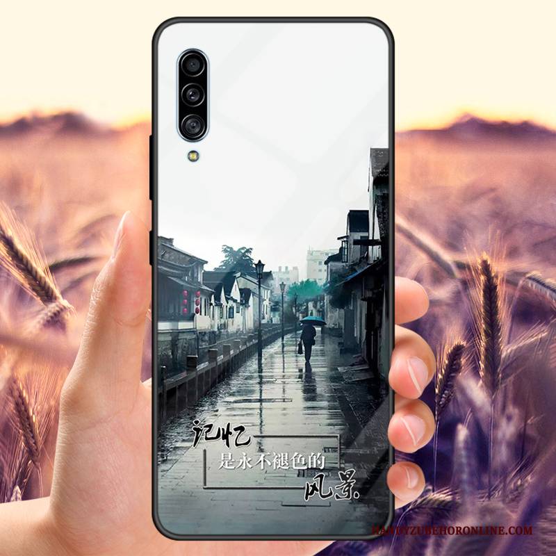 Hülle Samsung Galaxy A50s Taschen Liebhaber Schwarz, Case Samsung Galaxy A50s Angepasst Gehärtetes Glas