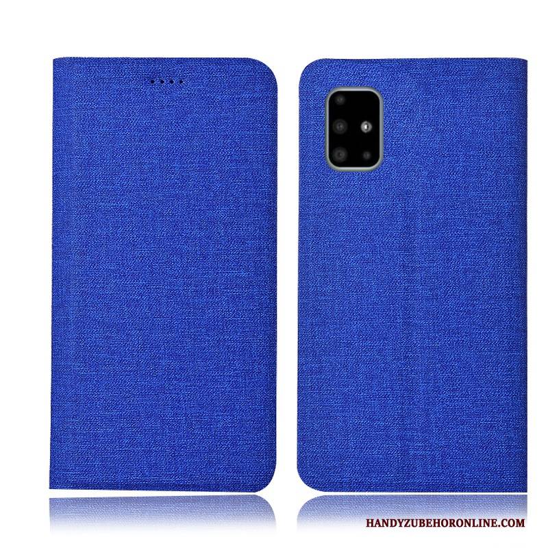 Hülle Samsung Galaxy A51 Folio Handyhüllen Anti-sturz, Case Samsung Galaxy A51 Taschen Dunkel Baumwolle Und Leinen