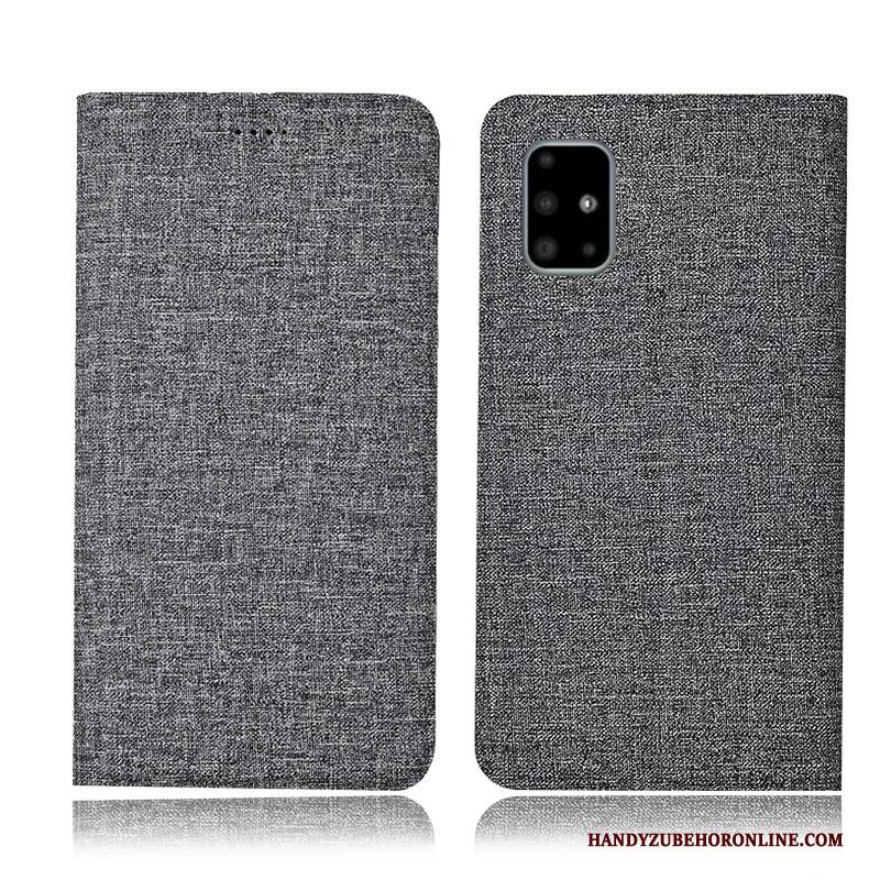 Hülle Samsung Galaxy A51 Folio Handyhüllen Anti-sturz, Case Samsung Galaxy A51 Taschen Dunkel Baumwolle Und Leinen